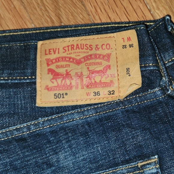 3PR MENS LEVIS 501 BUTTON FLY BLUES JEANS SIZE 34 X 34 NO SEPARATING - Picture 11 of 12